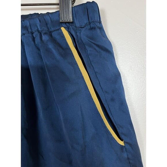 Capulet 100% Washable Silk Pajama Pants, Navy Blue Pockets Drawstring Women S/M - Picture 6 of 16